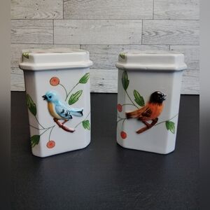Vintage Haldon Oriel and Blue Bird Salt and Pepper Oversized Shakers